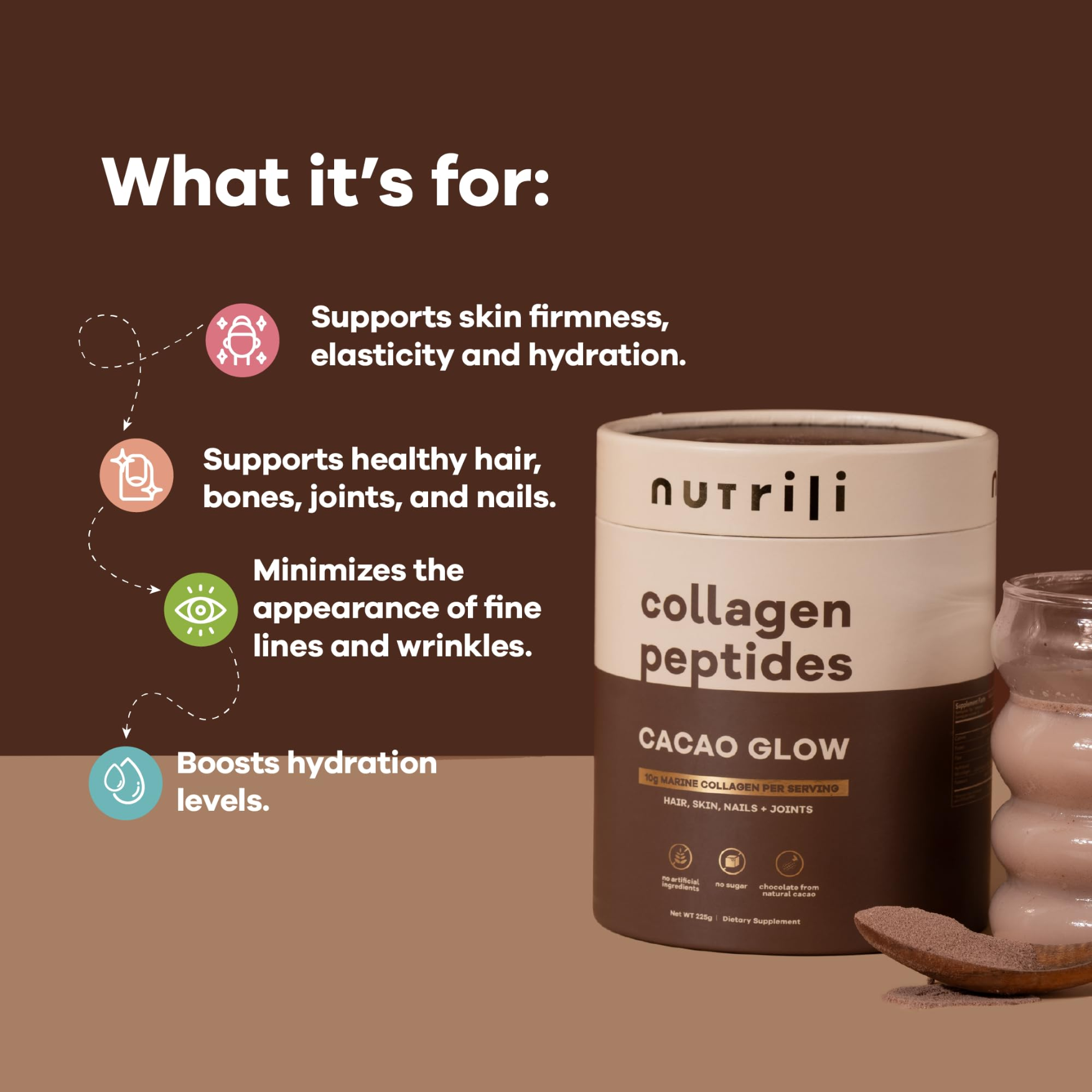Nutrili Collagen Peptides Cocoa Glow Supplements