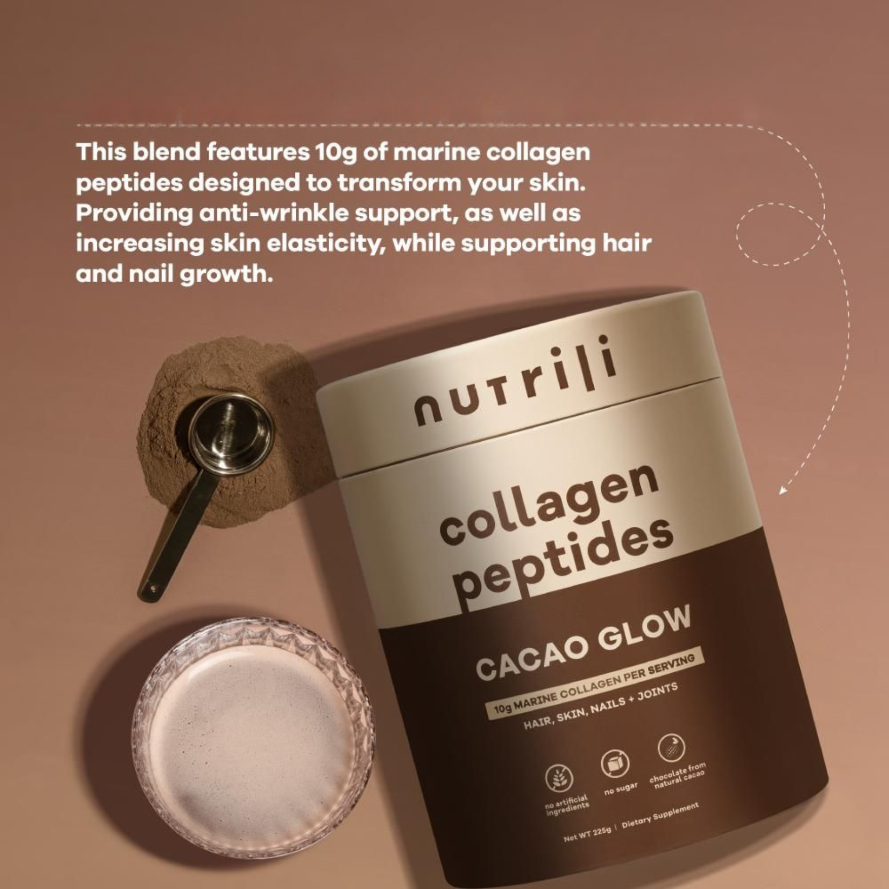 Nutrili Collagen Peptides Cocoa Glow Supplements