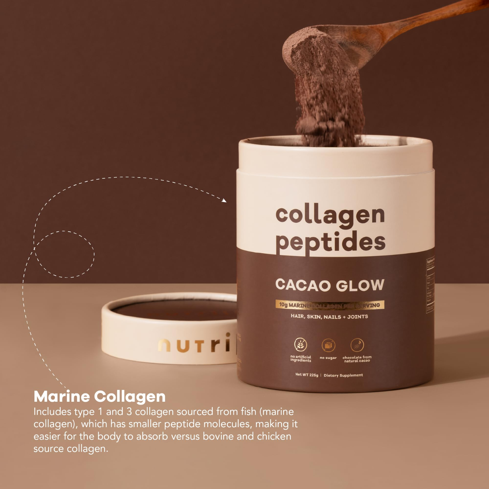 Nutrili Collagen Peptides Cocoa Glow Supplements
